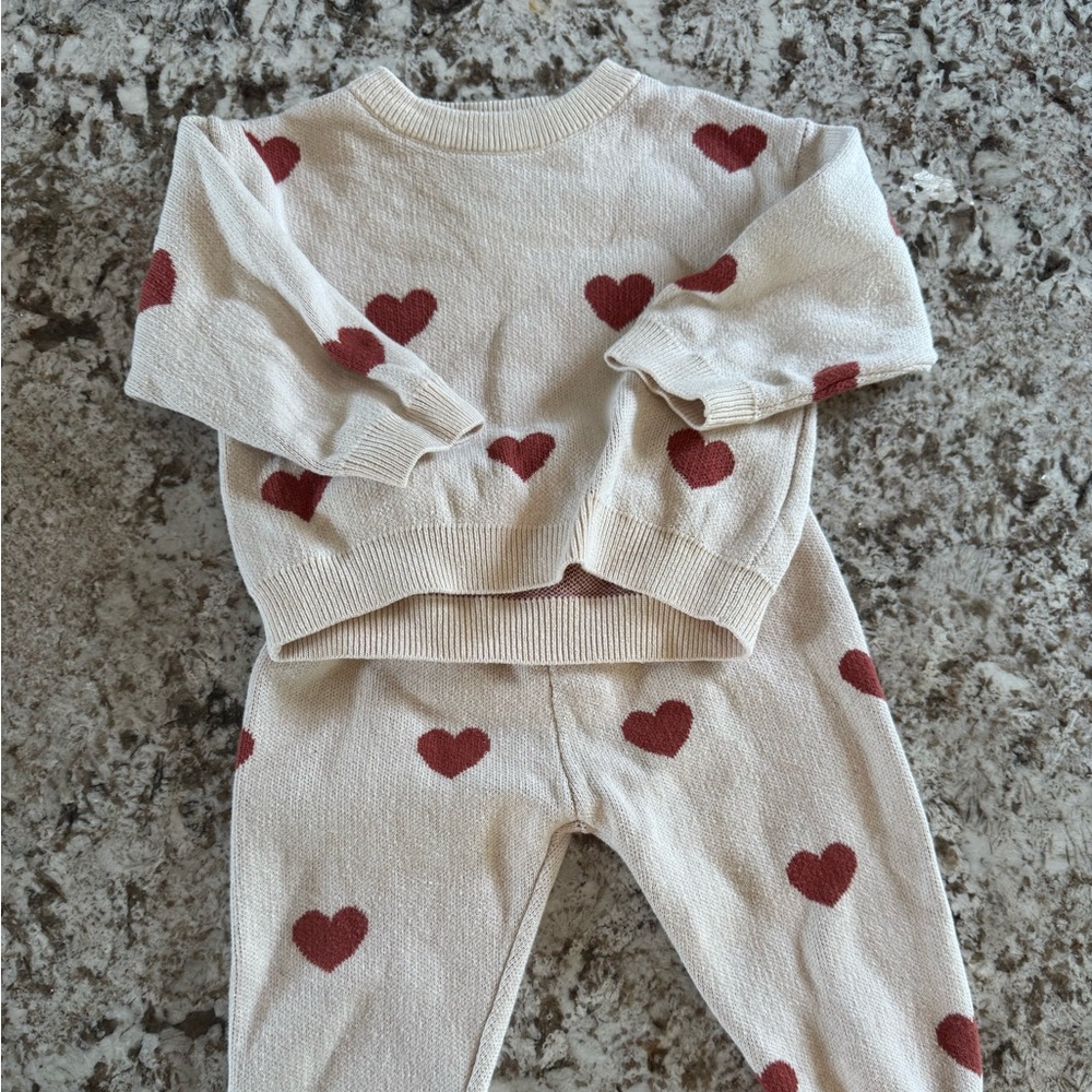 Rylee + Cru Cream and Red Heart Kids Matching Set 6-12 Months